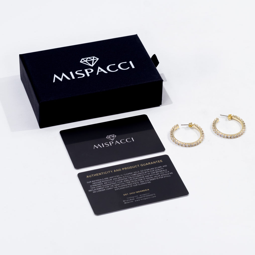 Tennis Chain Hoop Earrings - Gold