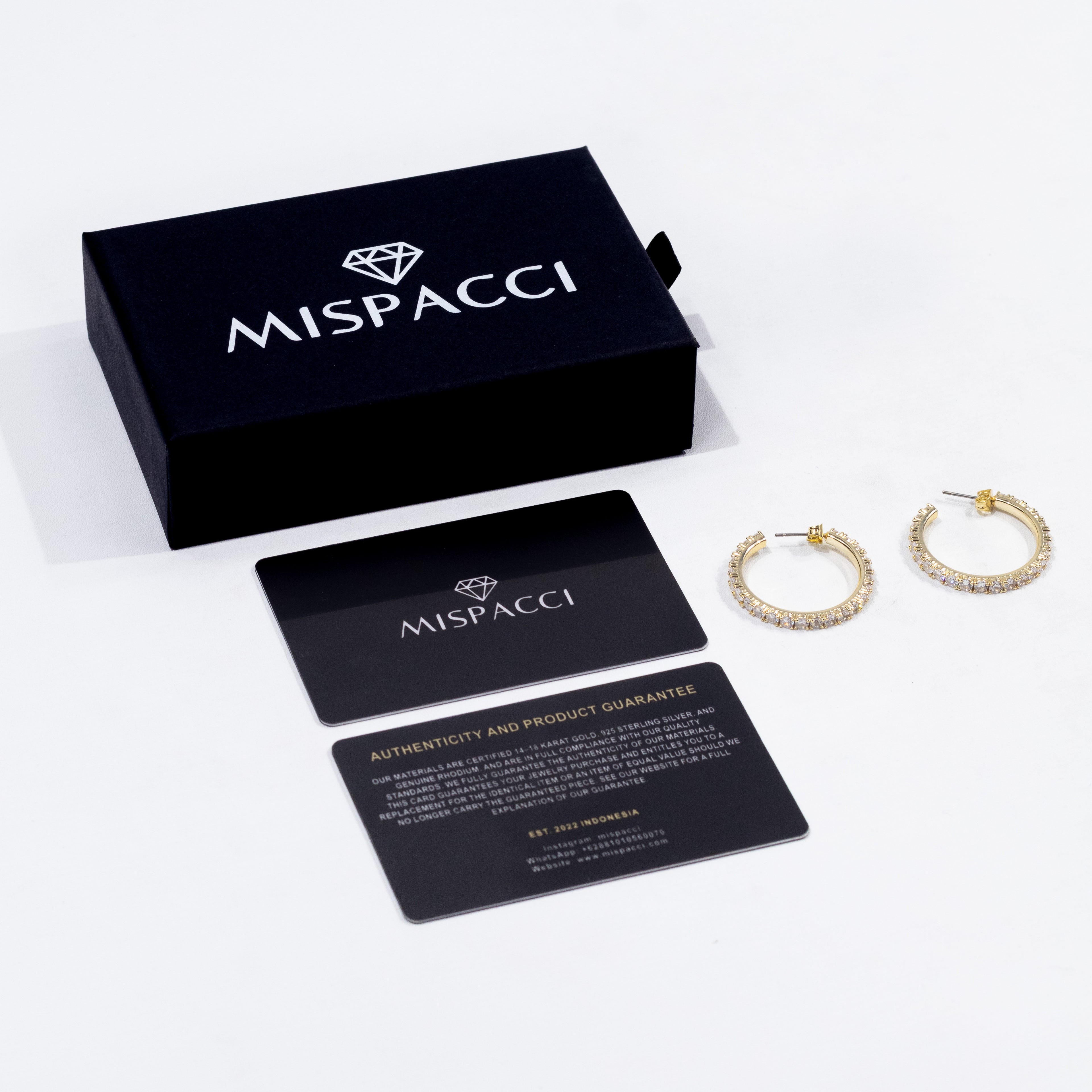 Tennis Chain Hoop Earrings - Gold