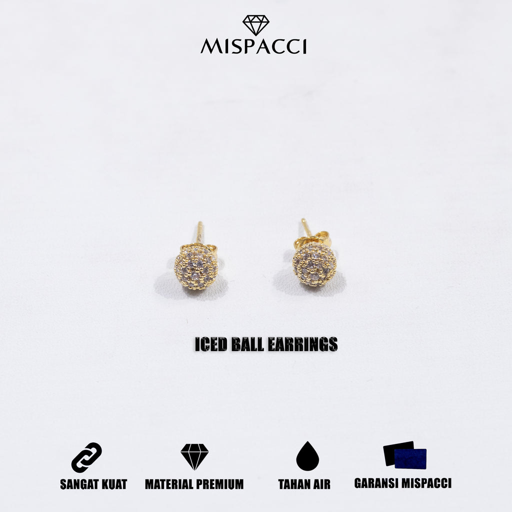 Iced Ball Earrings - Gold