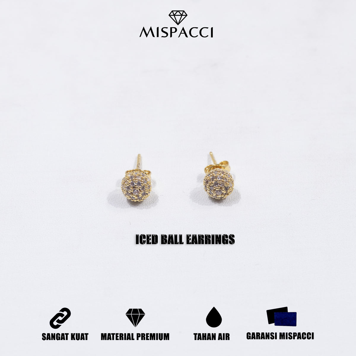 Iced Ball Earrings - Gold