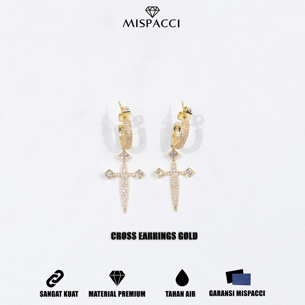 Cross Earrings - Gold