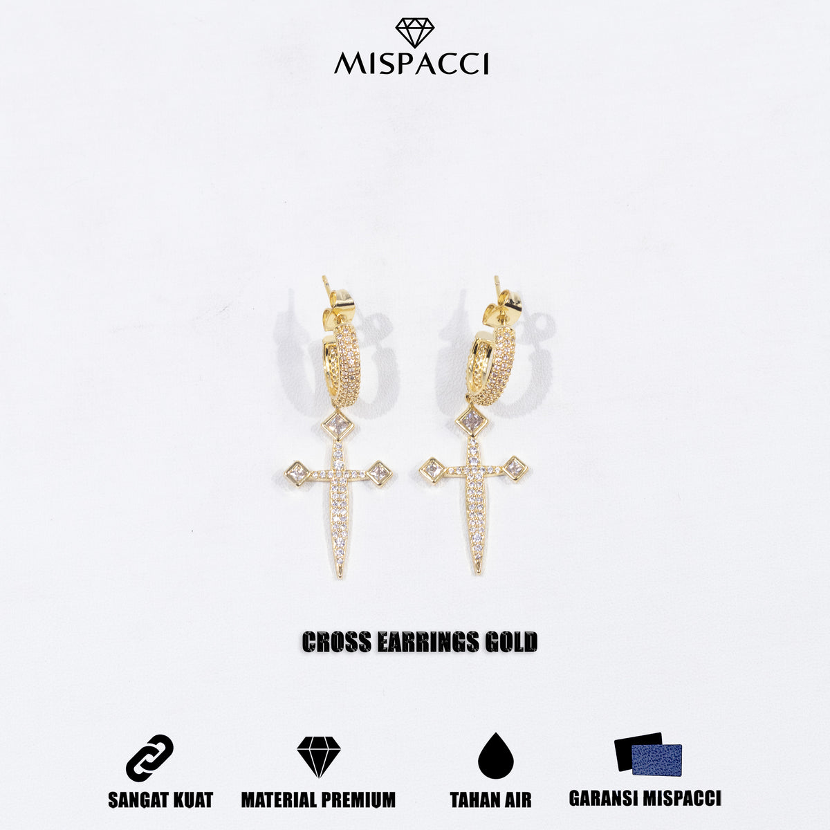 Cross Earrings - Gold