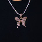 Pink Butterfly Pendant - Rose Gold