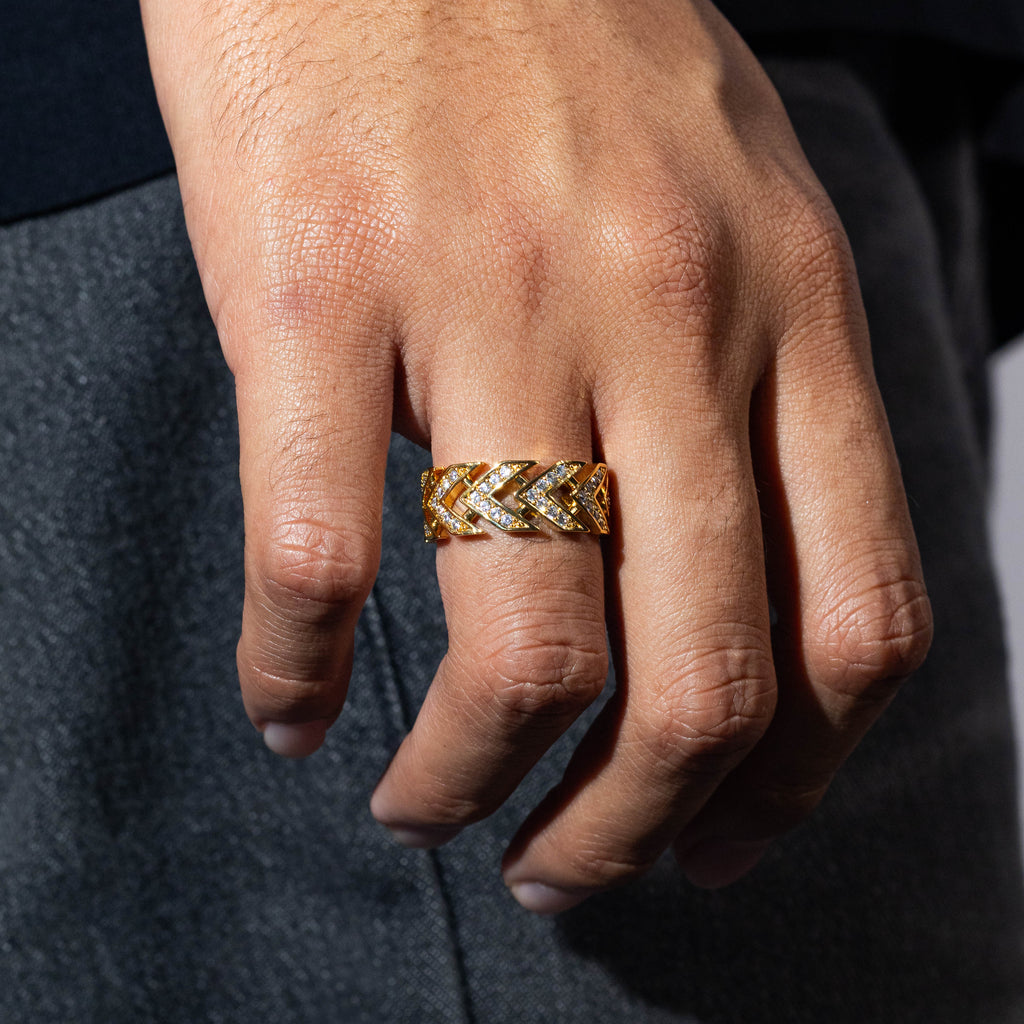 Arrow Iced Out Ring - Gold