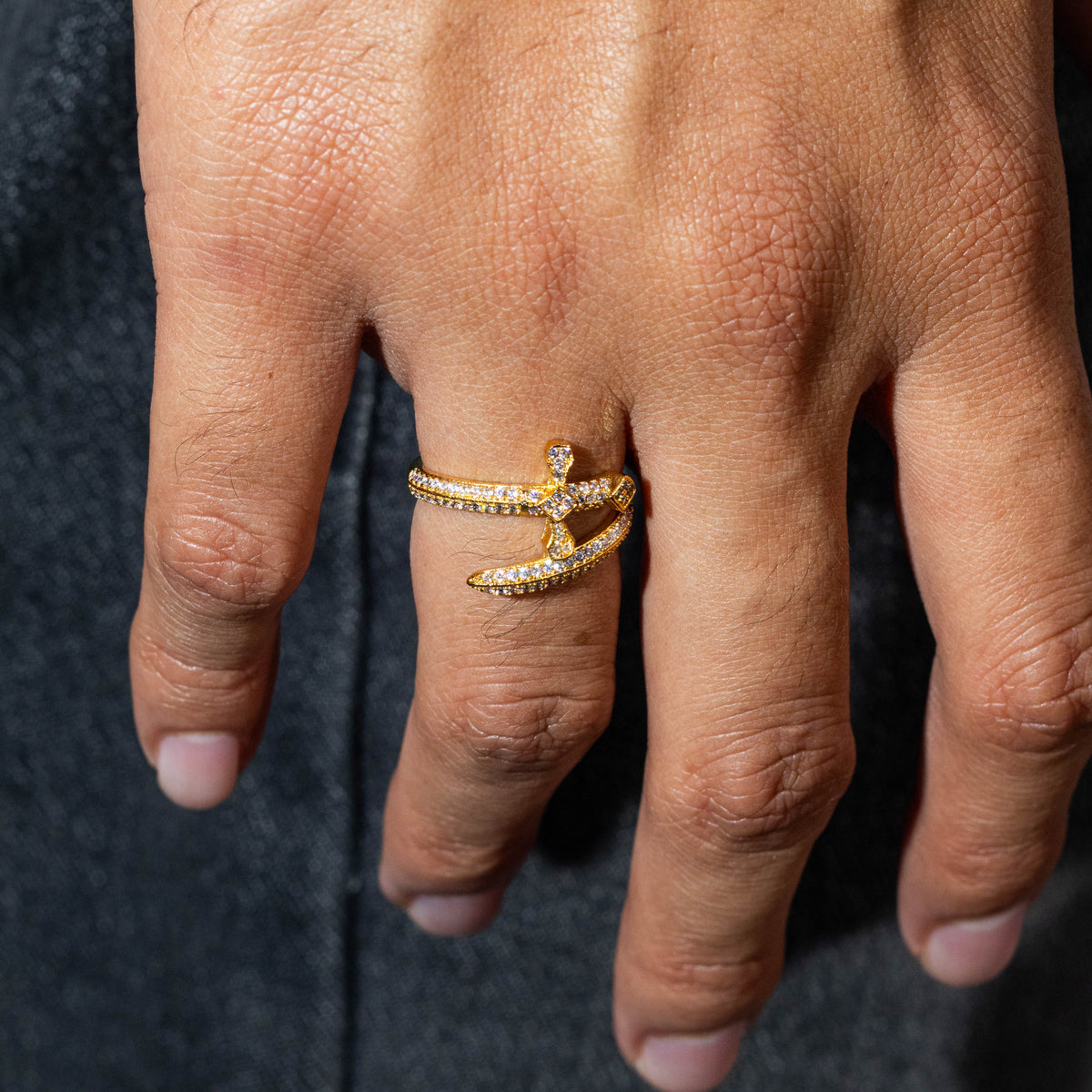 Sword Ring Iced Out - Gold