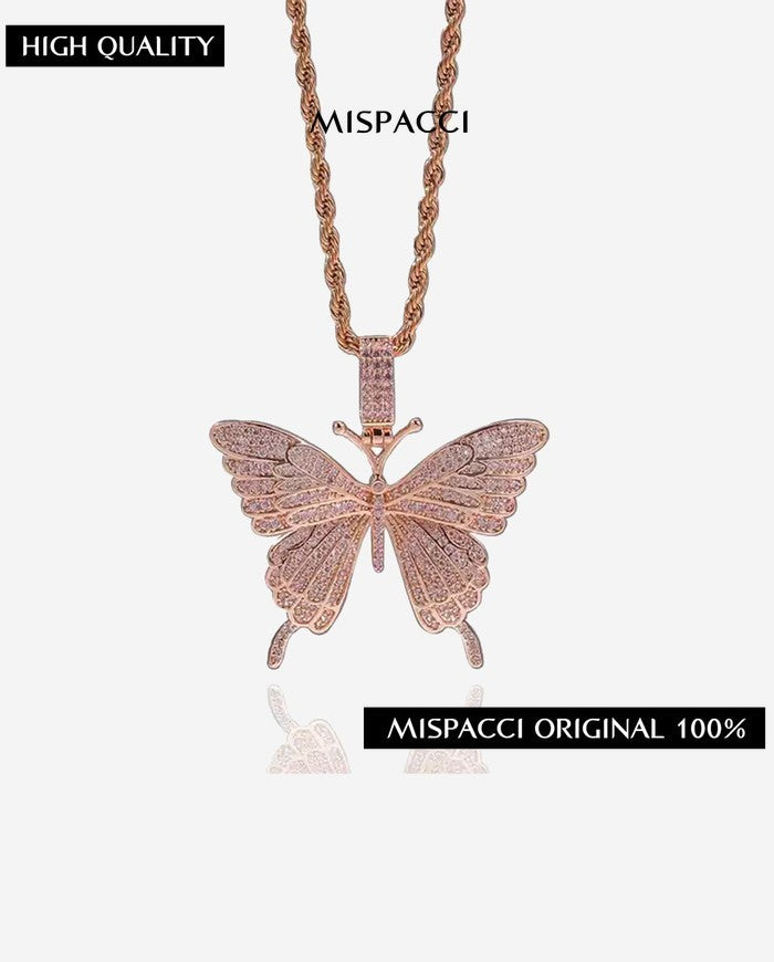 Pink Butterfly Pendant - Rose Gold