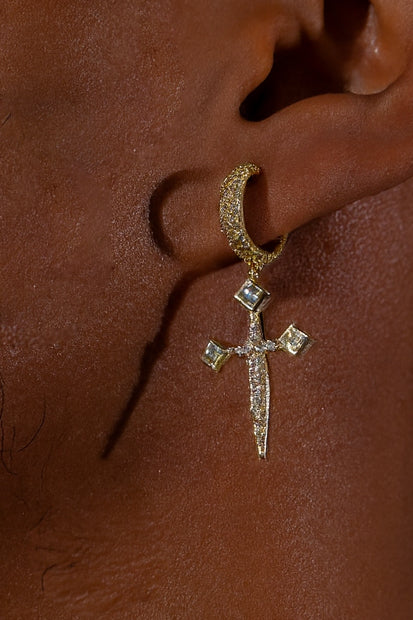 Cross Earrings - Gold