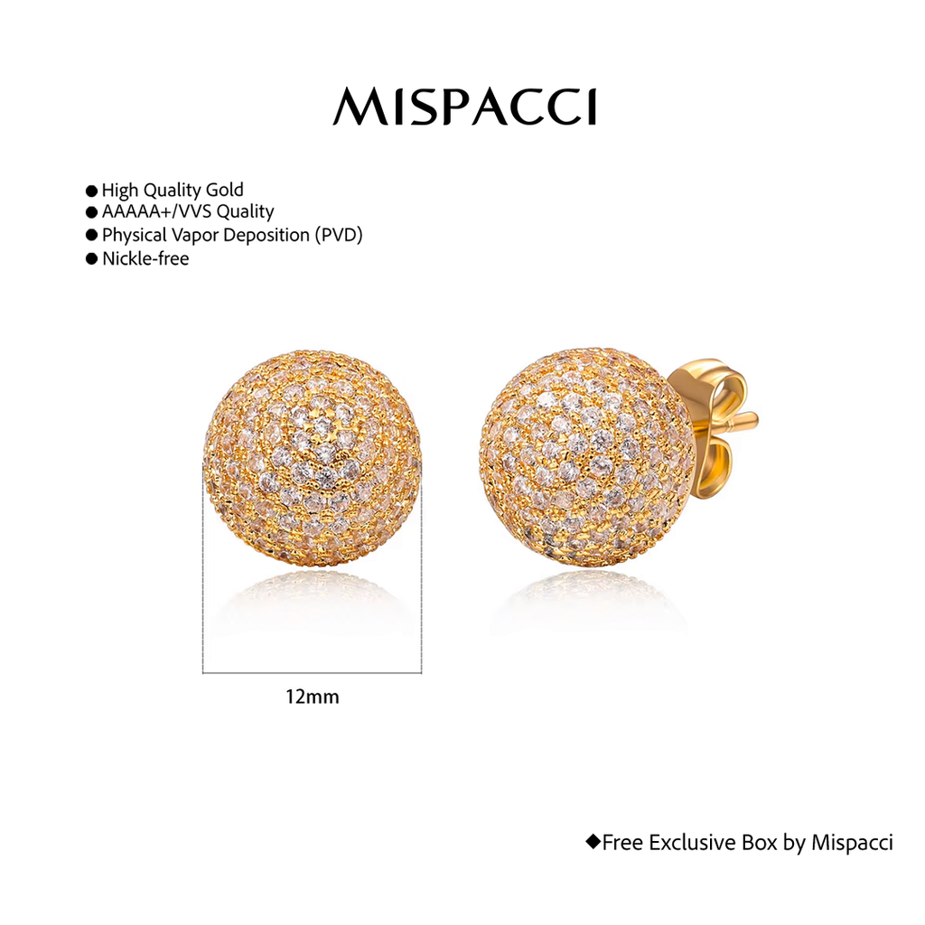 Iced Ball Earrings - Gold
