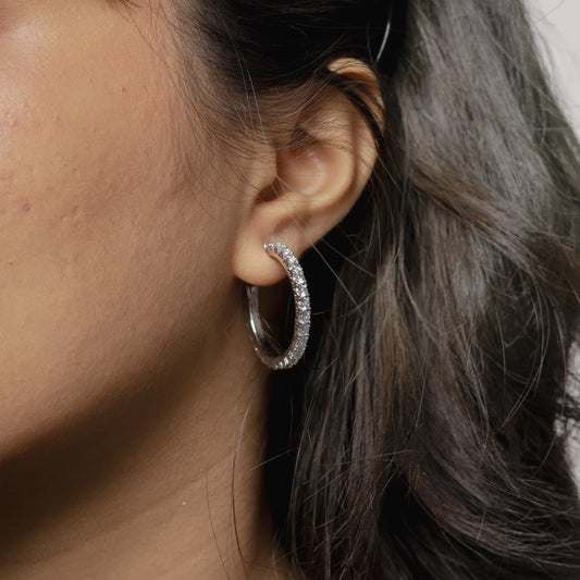 Tennis Chain Hoop Earrings