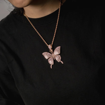 Pink Butterfly Pendant - Rose Gold