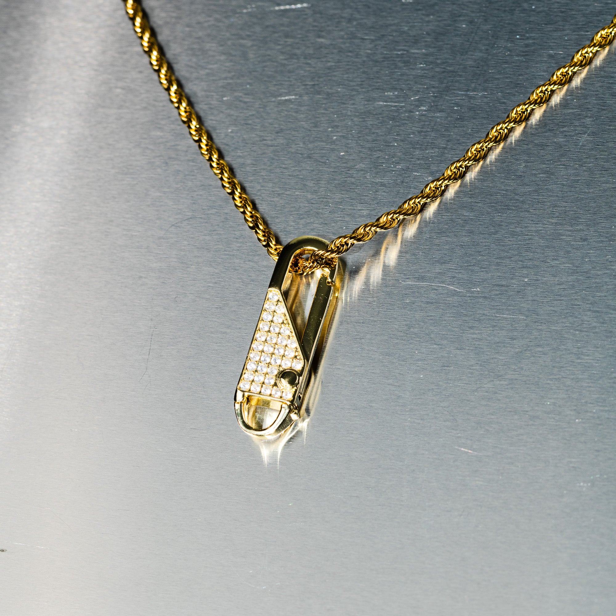 Iced Pin Pendant - Gold