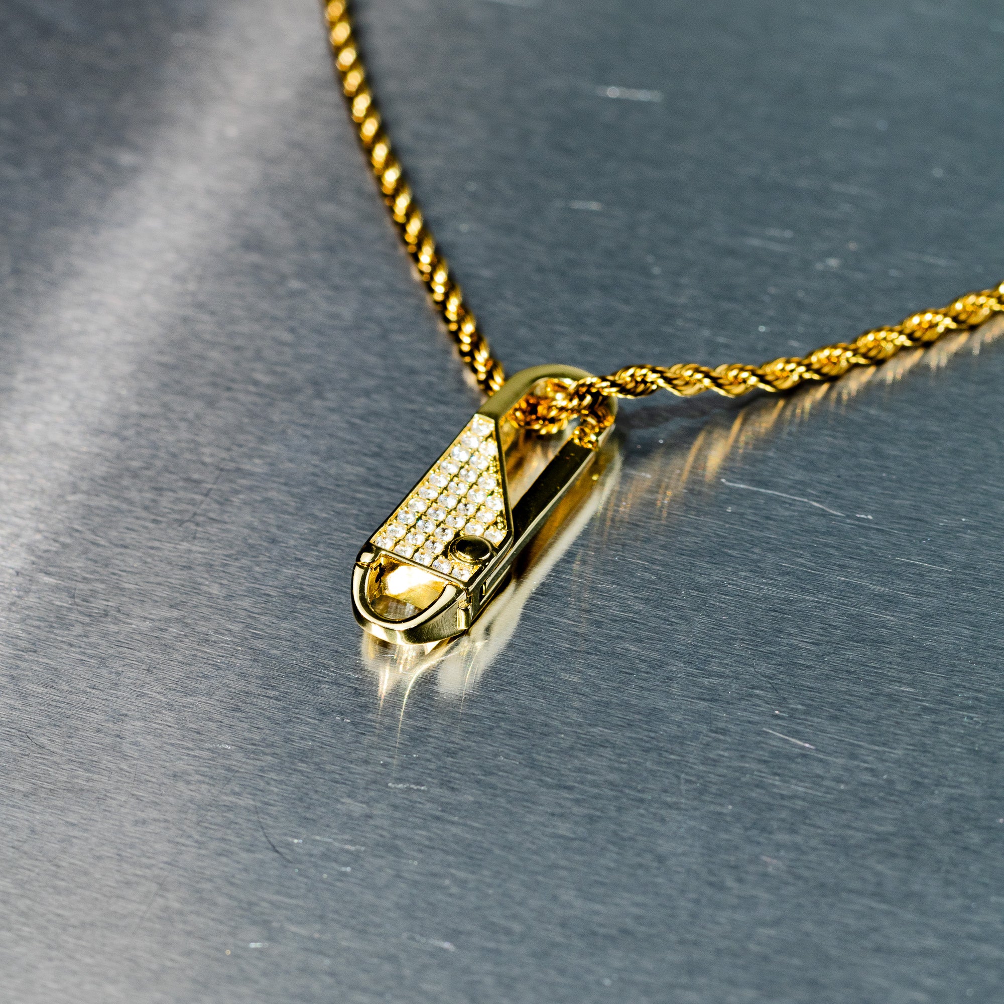 Iced Pin Pendant - Gold