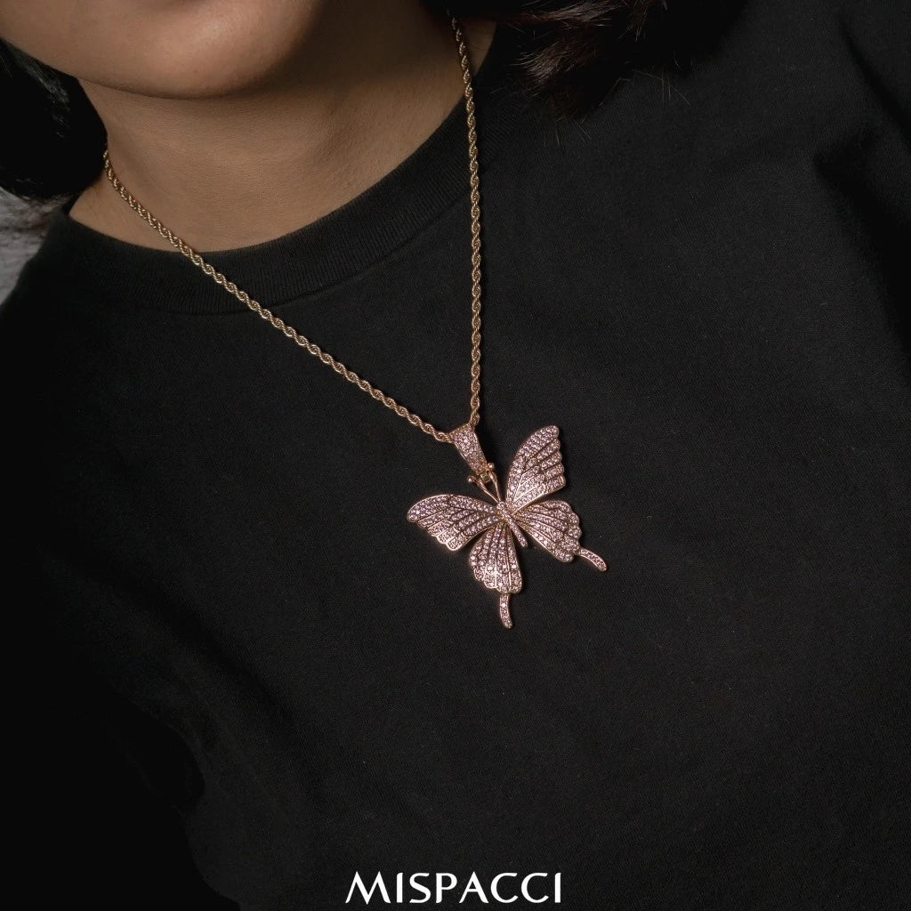 Pink Butterfly Pendant - Rose Gold