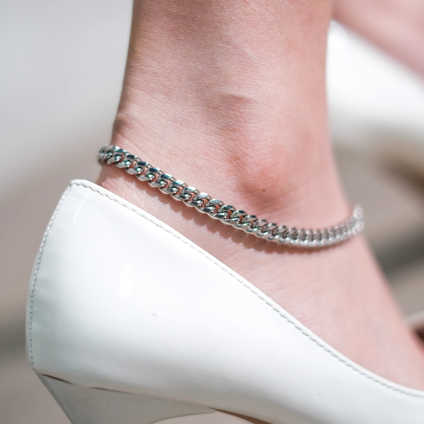Clean Cuban White Gold - Anklet