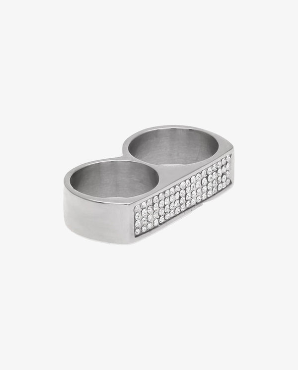 Two Finger Icy Ring - White Gold